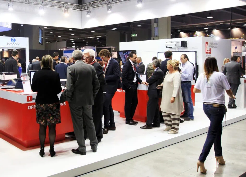 People working at a Trade Show.