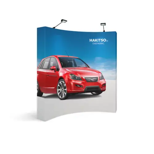 One Fabric Pop-up Display Curved with End Caps - Frame with Single Side Graphic